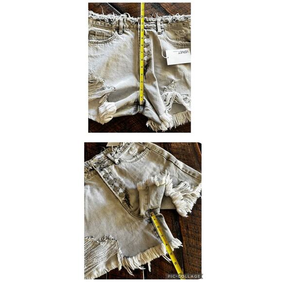 Vervet Super High Rise Destroyed Distressed Raw Hem Light Gray Shorts Size M - Picture 10 of 14